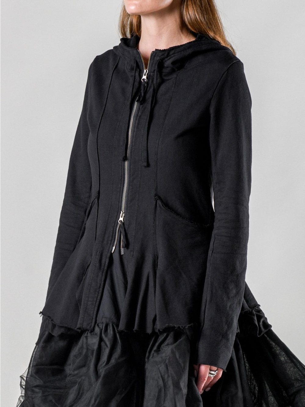 Rundholz Black Thulle Hooded Jacket Size Small Whimsigoth Grunge Steampunk